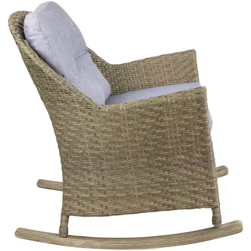 Fauteuil à bascule profond Northlight 34 en résine tressée grise avec coussins gris
