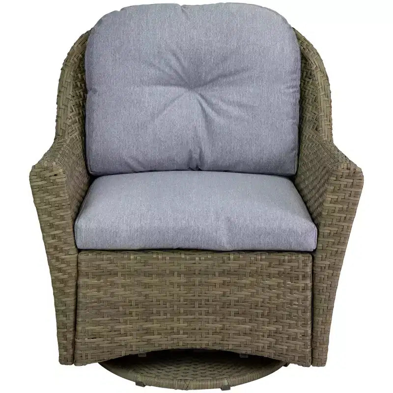 Northlight 34 Gray Resin Wicker Deep Seated Glider Chair with Gray Cushions