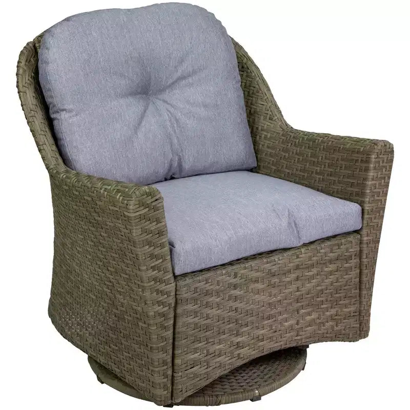 Chaise planeur à assise profonde Northlight 34 en résine tressée grise avec coussins gris