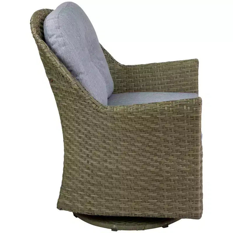 Chaise planeur à assise profonde Northlight 34 en résine tressée grise avec coussins gris