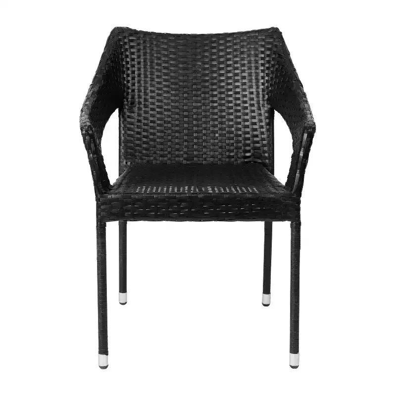 Chaise de salle à manger empilable Merrick Lane résistante aux intempéries pour l'intérieur et l'extérieur avec cadre en acier et rotin PE