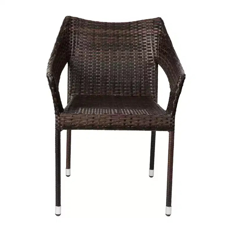 Chaise de salle à manger empilable Merrick Lane résistante aux intempéries pour l'intérieur et l'extérieur avec cadre en acier et rotin PE