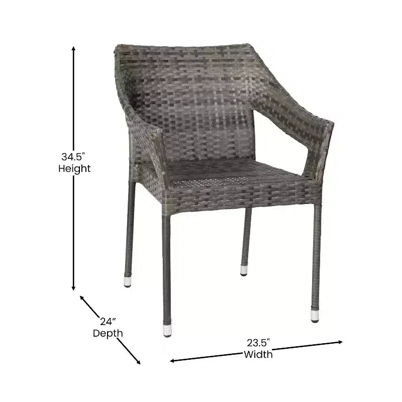 Chaise de salle à manger empilable Merrick Lane résistante aux intempéries pour l'intérieur et l'extérieur avec cadre en acier et rotin PE