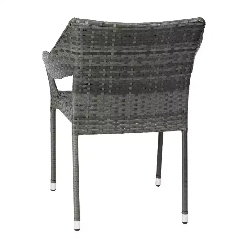 Chaise de salle à manger empilable Merrick Lane résistante aux intempéries pour l'intérieur et l'extérieur avec cadre en acier et rotin PE