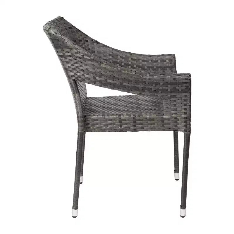 Chaise de salle à manger empilable Merrick Lane résistante aux intempéries pour l'intérieur et l'extérieur avec cadre en acier et rotin PE