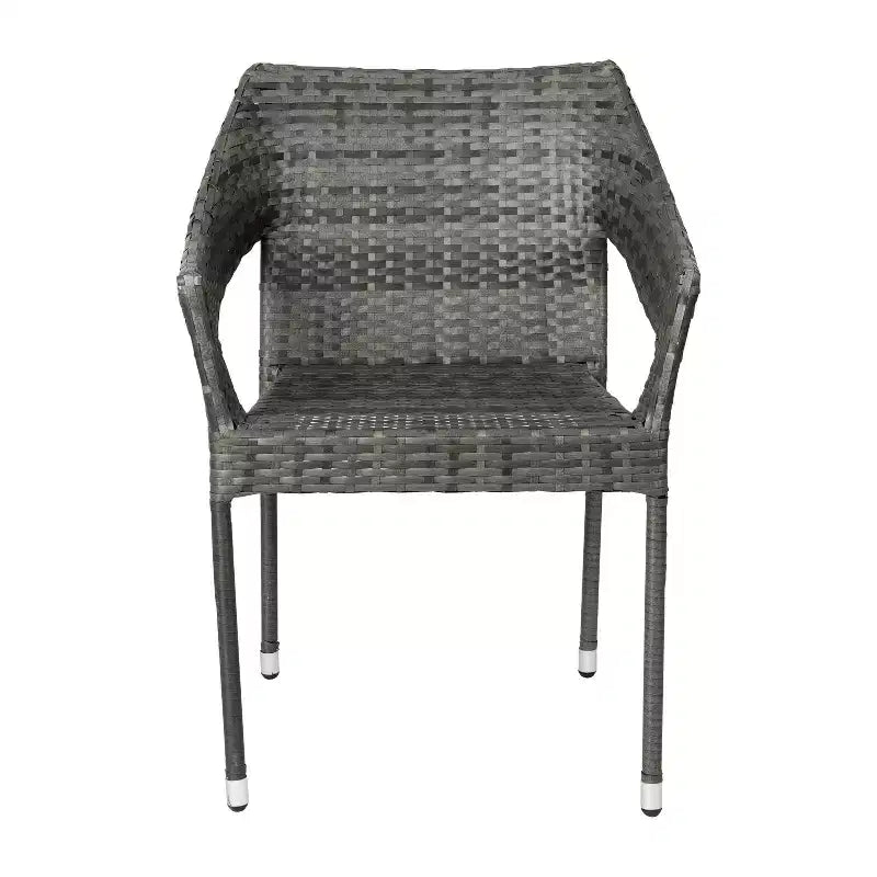 Chaise de salle à manger empilable Merrick Lane résistante aux intempéries pour l'intérieur et l'extérieur avec cadre en acier et rotin PE