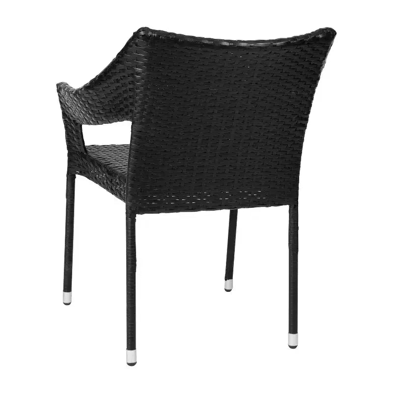 Chaise de salle à manger empilable Merrick Lane résistante aux intempéries pour l'intérieur et l'extérieur avec cadre en acier et rotin PE