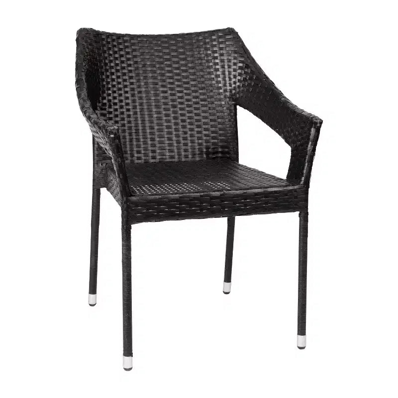 Chaise de salle à manger empilable Merrick Lane résistante aux intempéries pour l'intérieur et l'extérieur avec cadre en acier et rotin PE