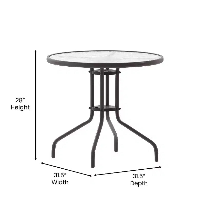 Table Emma et Oliver 80 cm en Verre Rond avec 4 Chaises Empilables à Lattes en Aluminium