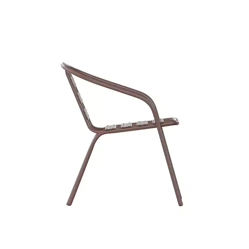Table Emma et Oliver 80 cm en Verre Rond avec 4 Chaises Empilables à Lattes en Aluminium