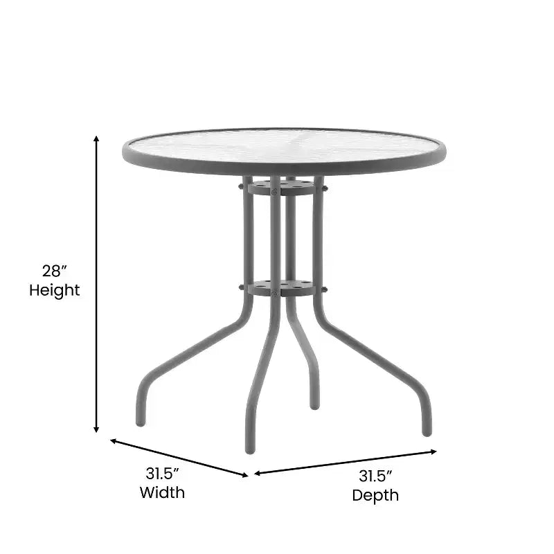 Table Emma et Oliver 80 cm en Verre Rond avec 4 Chaises Empilables à Lattes en Aluminium