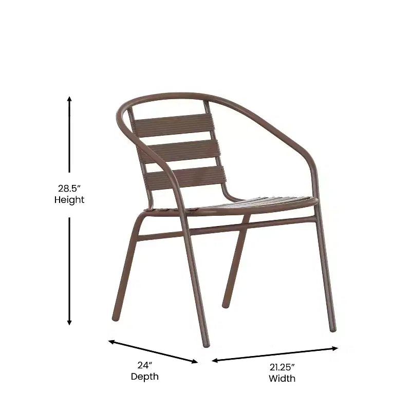 Table Emma et Oliver 80 cm en Verre Rond avec 4 Chaises Empilables à Lattes en Aluminium