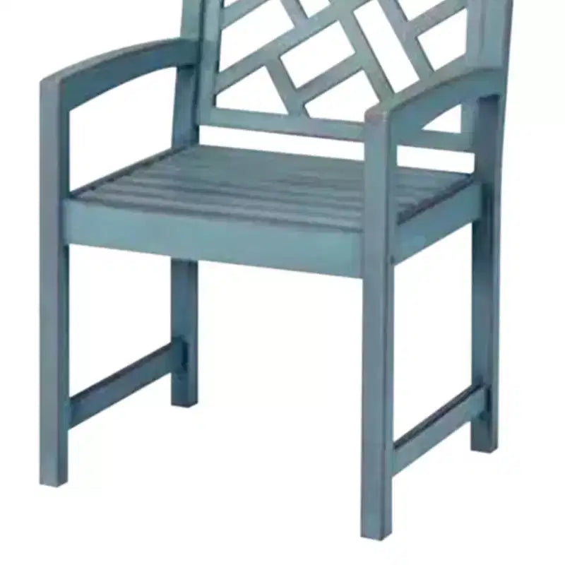 Fauteuil de patio Portland Four Seasons Courtyard de 56 cm, en bois dur vieilli, avec finition brossée et capacité maximale de 113 kg, bleu