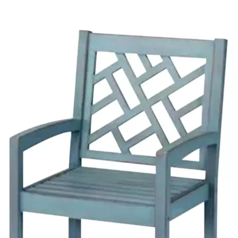 Fauteuil de patio Portland Four Seasons Courtyard de 56 cm, en bois dur vieilli, avec finition brossée et capacité maximale de 113 kg, bleu