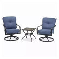 Four Seasons Courtyard Beaumont 3 Piece Deep Seating Outdoor Patio Chat Furniture Set with 2 Swivel Cushioned Chairs and Square Side Table, Gray/Brown