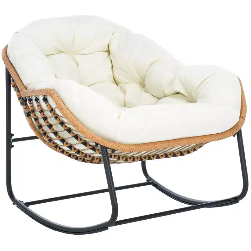 Fauteuil à bascule Ravena intérieur/extérieur - PAT9042 - Naturel/Beige - Safavieh