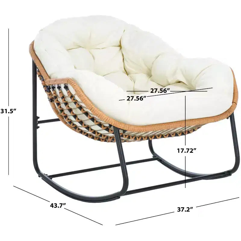Fauteuil à bascule Ravena intérieur/extérieur - PAT9042 - Naturel/Beige - Safavieh