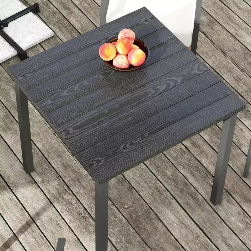 Outsunny Ensemble de salle à manger 5 pièces en osier pour l'intérieur et l'extérieur, table et chaises de patio en métal avec coussins moelleux, beige