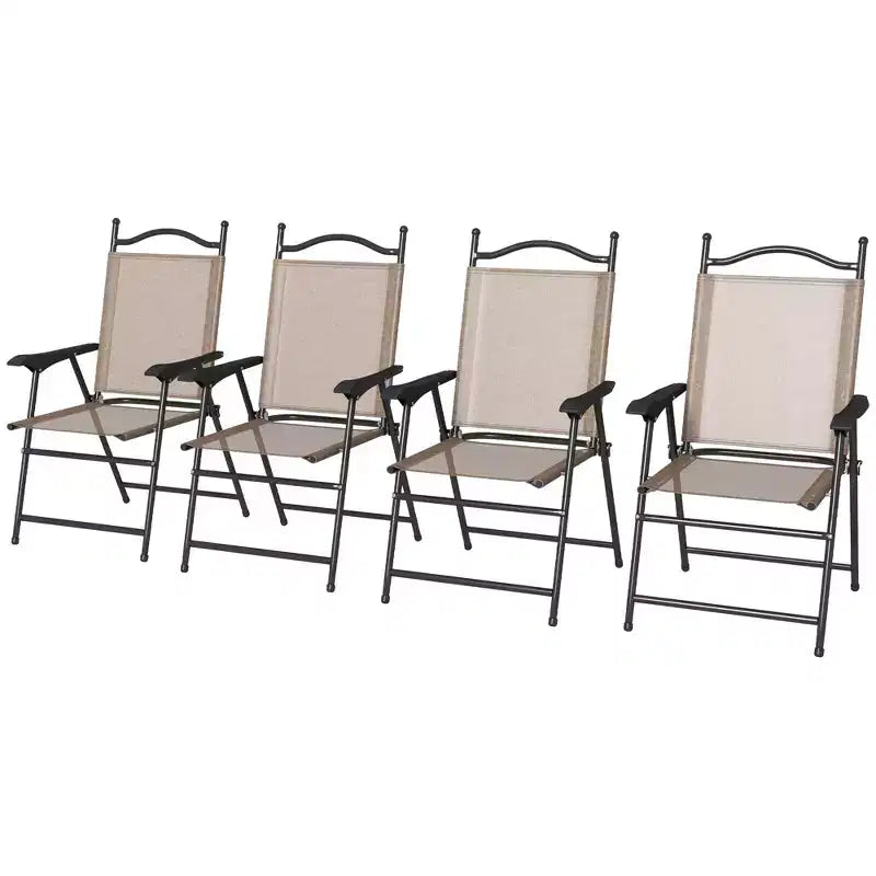 Chaises pliantes Outsunny, lot de 4 chaises de sport pour adultes, chaises de camping avec accoudoirs, siège en tissu maillé respirant pour pelouse