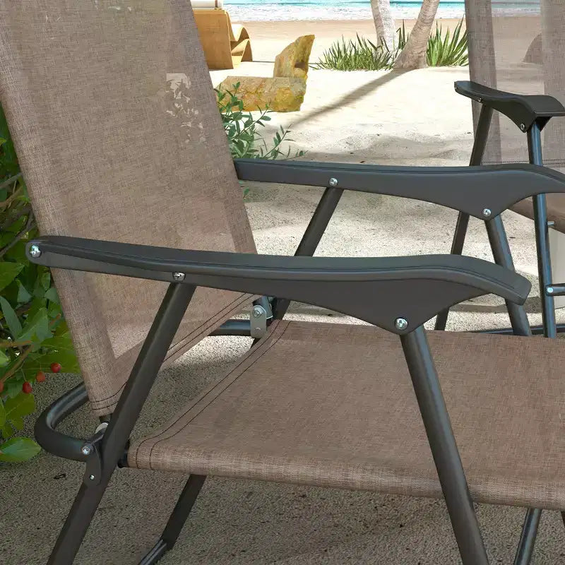 Chaises pliantes Outsunny, lot de 4 chaises de sport pour adultes, chaises de camping avec accoudoirs, siège en tissu maillé respirant pour pelouse