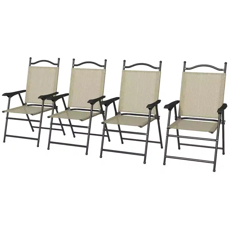 Chaises pliantes Outsunny, lot de 4 chaises de sport pour adultes, chaises de camping avec accoudoirs, siège en tissu maillé respirant pour pelouse