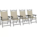 Outsunny Folding Patio Chairs, Set of 4 Sports Chairs for Adults, Camping Chairs with Armrests, Breathable Mesh Fabric Seat for Lawn