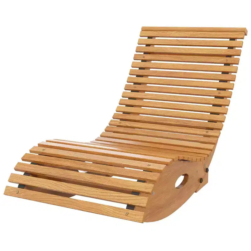 Fauteuil à bascule d'extérieur Outsunny avec lattes, Fauteuil à bascule en bois, Marron clair