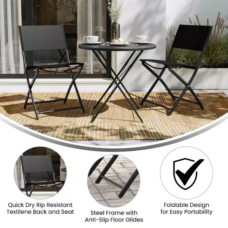 Flash Furniture Brazos Lot de 2 chaises pliantes de qualité commerciale pour l'intérieur et l'extérieur avec dossiers et assises en matériau Flex Comfort et cadres en métal