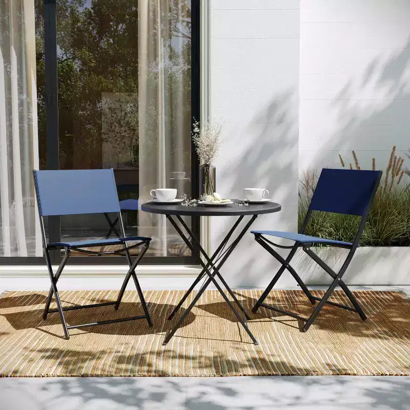 Flash Furniture Brazos Lot de 2 chaises pliantes de qualité commerciale pour l'intérieur et l'extérieur avec dossiers et assises en matériau Flex Comfort et cadres en métal
