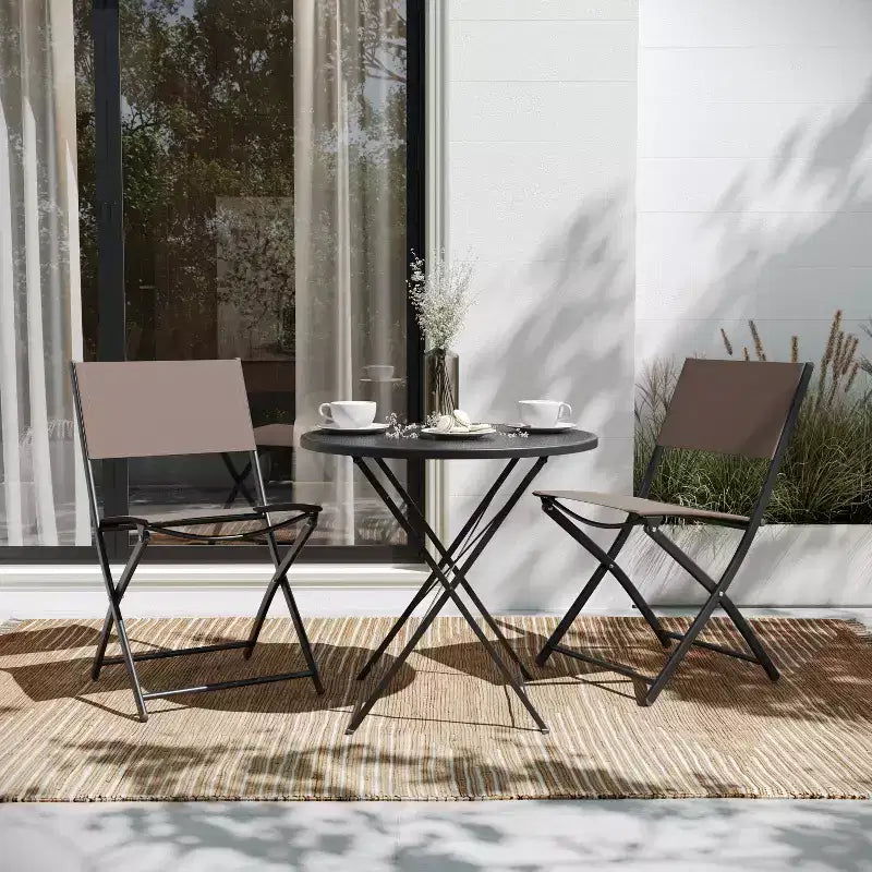 Flash Furniture Brazos Lot de 2 chaises pliantes de qualité commerciale pour l'intérieur et l'extérieur avec dossiers et assises en matériau Flex Comfort et cadres en métal