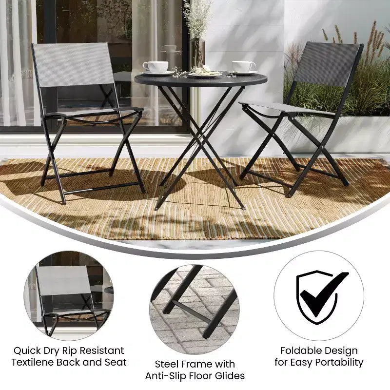Flash Furniture Brazos Lot de 2 chaises pliantes de qualité commerciale pour l'intérieur et l'extérieur avec dossiers et assises en matériau Flex Comfort et cadres en métal