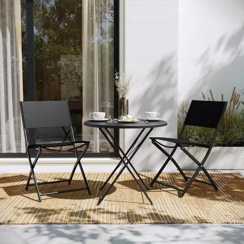Flash Furniture Brazos Lot de 2 chaises pliantes de qualité commerciale pour l'intérieur et l'extérieur avec dossiers et assises en matériau Flex Comfort et cadres en métal