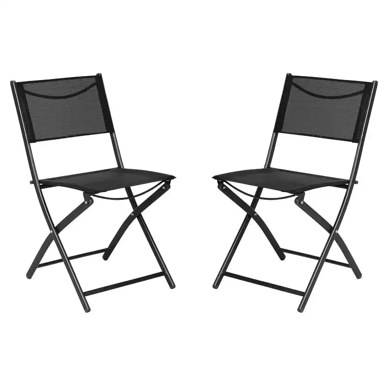 Flash Furniture Brazos Lot de 2 chaises pliantes de qualité commerciale pour l'intérieur et l'extérieur avec dossiers et assises en matériau Flex Comfort et cadres en métal