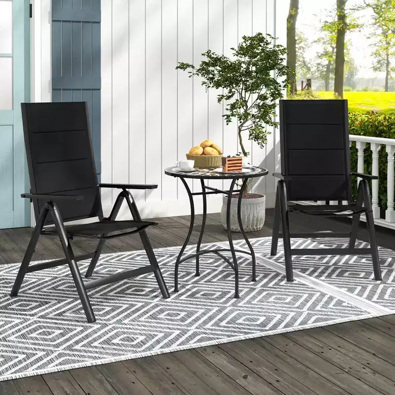 Costway Lot de 1/2/4 chaises pliantes de jardin avec assise rembourrée, dossier réglable, noir