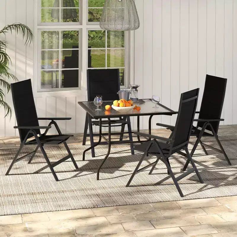 Costway Lot de 1/2/4 chaises pliantes de jardin avec assise rembourrée, dossier réglable, noir