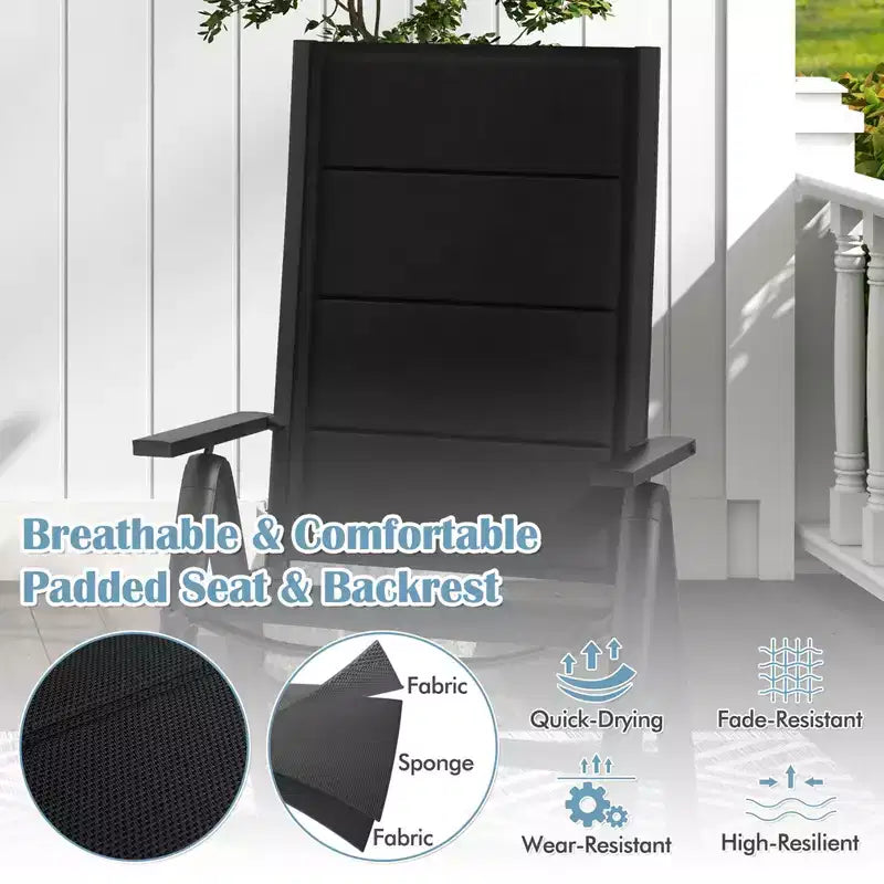 Costway Lot de 1/2/4 chaises pliantes de jardin avec assise rembourrée, dossier réglable, noir