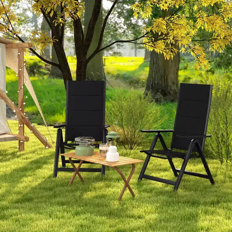 Costway Lot de 1/2/4 chaises pliantes de jardin avec assise rembourrée, dossier réglable, noir