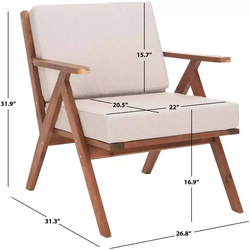 Chaise Dryad avec coussins intérieur/extérieur - PAT7324 - Naturel/Gris clair - Safavieh