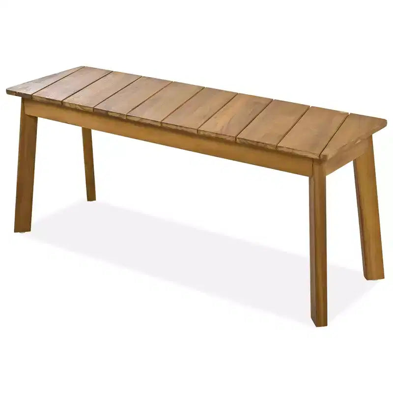 Ensemble de salle à manger d'extérieur 3 pièces en bois d'acacia avec table et bancs, table de pique-nique avec 2 bancs 4A, naturel - ModernLuxe