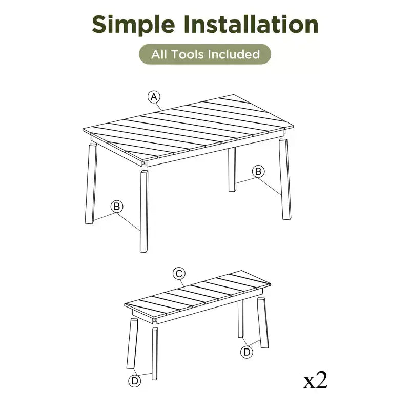 Ensemble de salle à manger d'extérieur 3 pièces en bois d'acacia avec table et bancs, table de pique-nique avec 2 bancs 4A, naturel - ModernLuxe