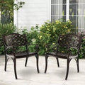 Costway 2/4 PCS Cast Aluminum Patio Chairs Set of 2 All Weather Outdoor Dining Chairs with Armrests Bronze
