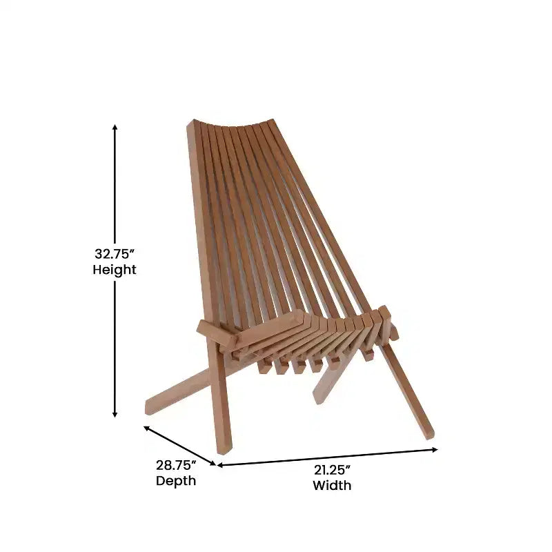 Chaise longue pliante d'intérieur/extérieur à profil bas en bois d'acacia massif Merrick Lane pour jardin, patio, véranda, porche