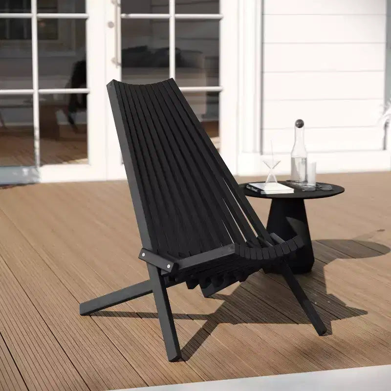 Chaise longue pliante d'intérieur/extérieur à profil bas en bois d'acacia massif Merrick Lane pour jardin, patio, véranda, porche