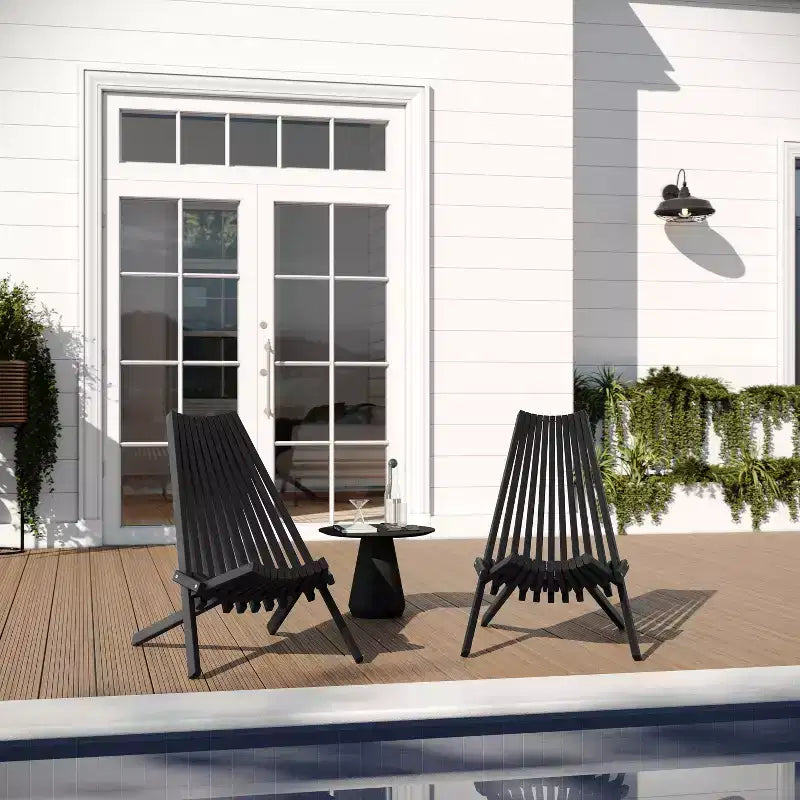 Chaise longue pliante d'intérieur/extérieur à profil bas en bois d'acacia massif Merrick Lane pour jardin, patio, véranda, porche