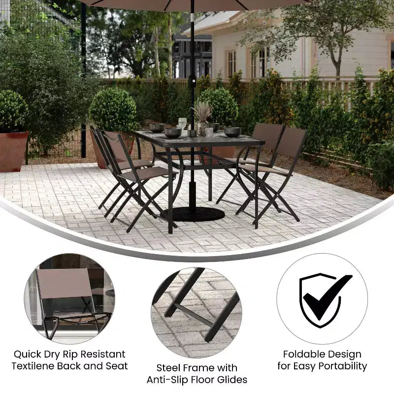 Lot de 4 chaises pliantes polyvalentes Merrick Lane Flex Comfort, pour l'intérieur et l'extérieur, avec structure en métal
