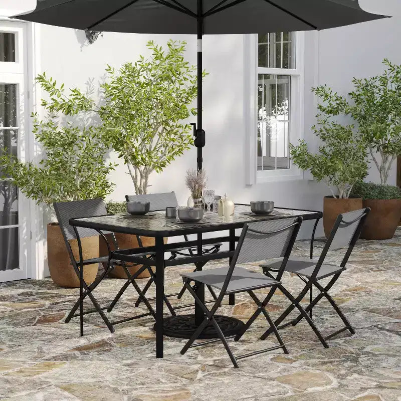 Lot de 4 chaises pliantes polyvalentes Merrick Lane Flex Comfort, pour l'intérieur et l'extérieur, avec structure en métal