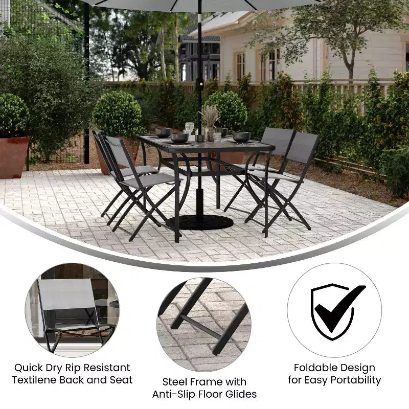 Lot de 4 chaises pliantes polyvalentes Merrick Lane Flex Comfort, pour l'intérieur et l'extérieur, avec structure en métal