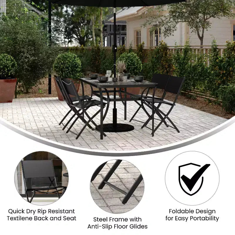 Lot de 4 chaises pliantes polyvalentes Merrick Lane Flex Comfort, pour l'intérieur et l'extérieur, avec structure en métal