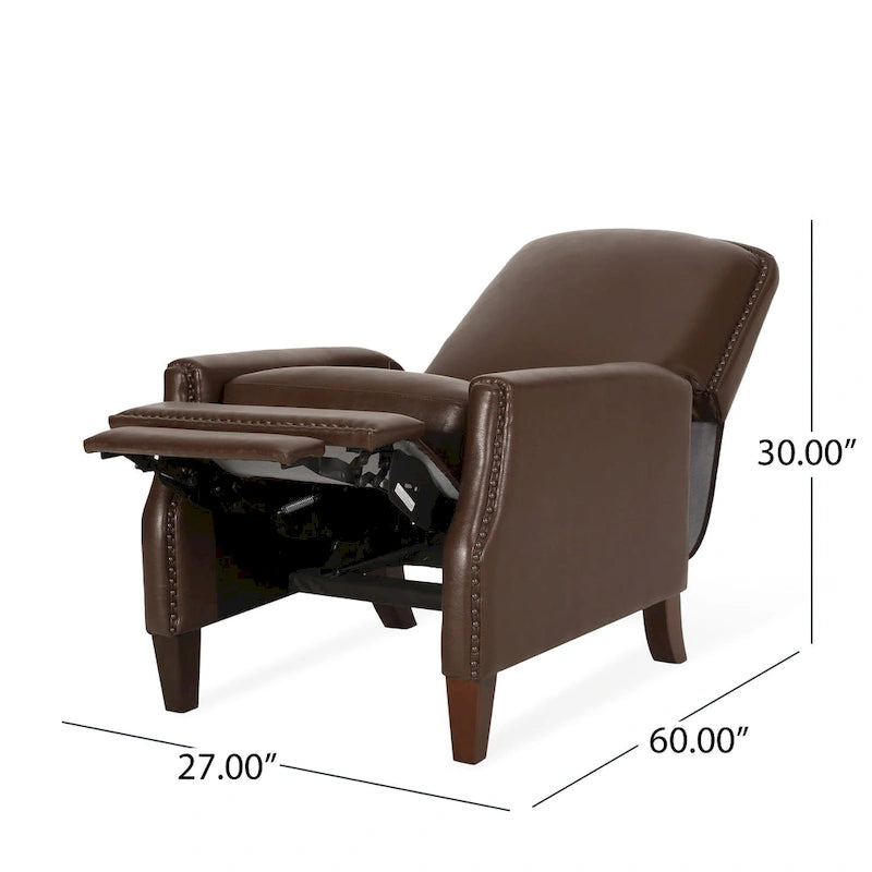 Fauteuil inclinable rembourré à dossier inclinable Cavanaugh avec garniture cloutée par Christopher Knight Home