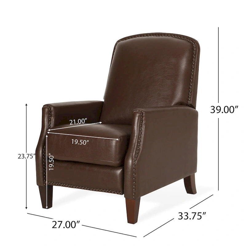 Fauteuil inclinable rembourré à dossier inclinable Cavanaugh avec garniture cloutée par Christopher Knight Home
